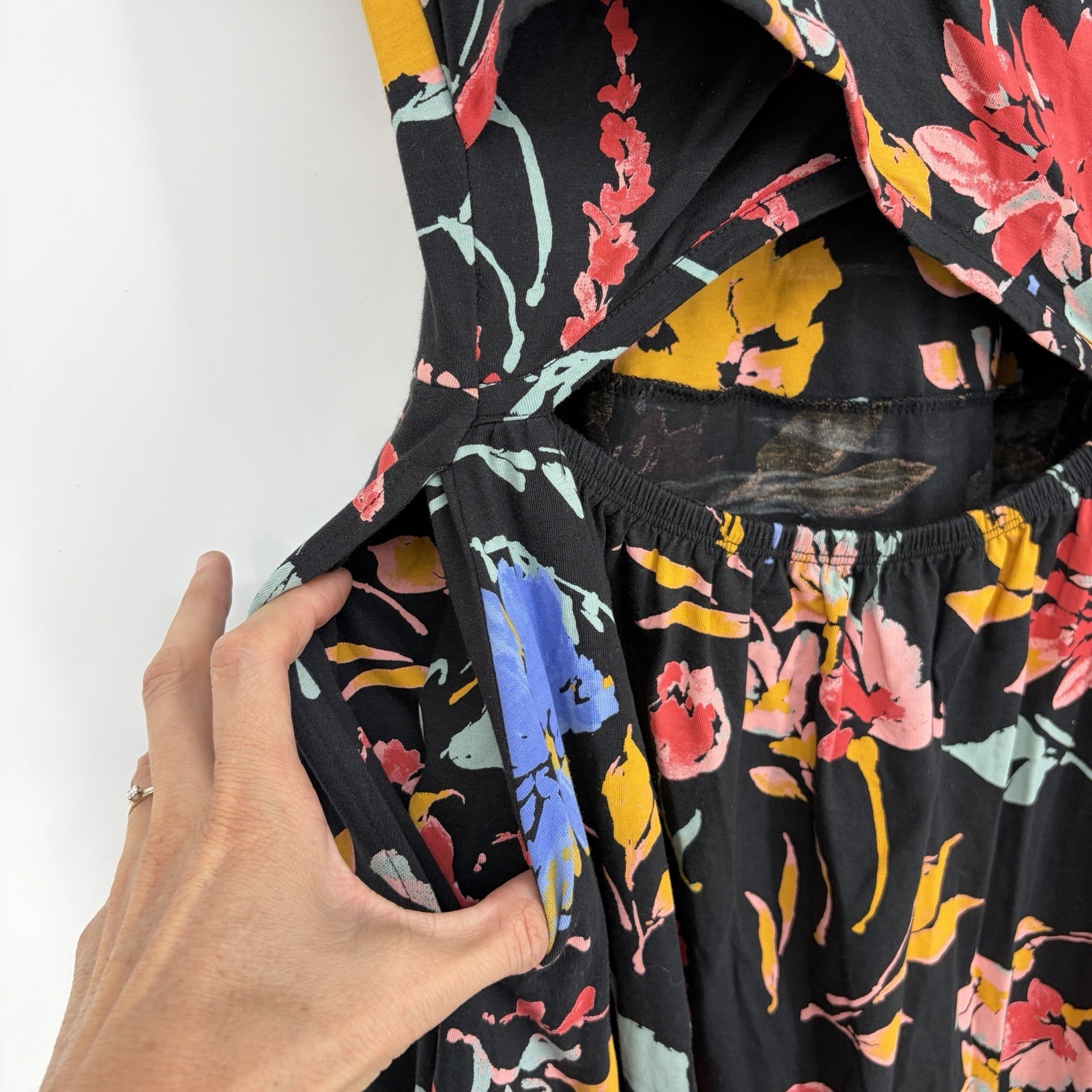 Pact Fit And Flare Crossback Maxi Dress S Nightfall Blooms Organic Boho Floral
