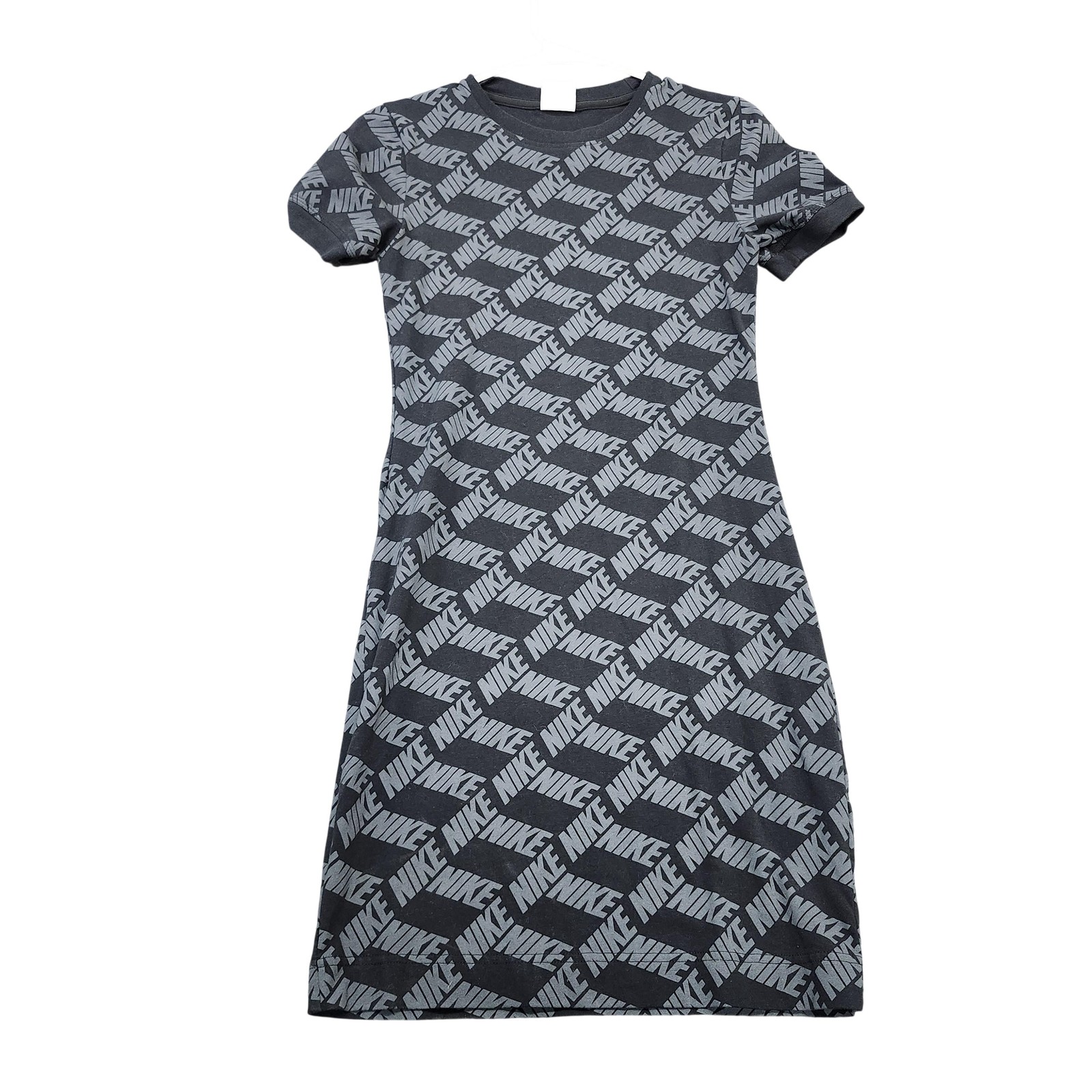 Nike T Shirt Dress Womens Small Black Allover Graphic Sleeve Casual Athletic