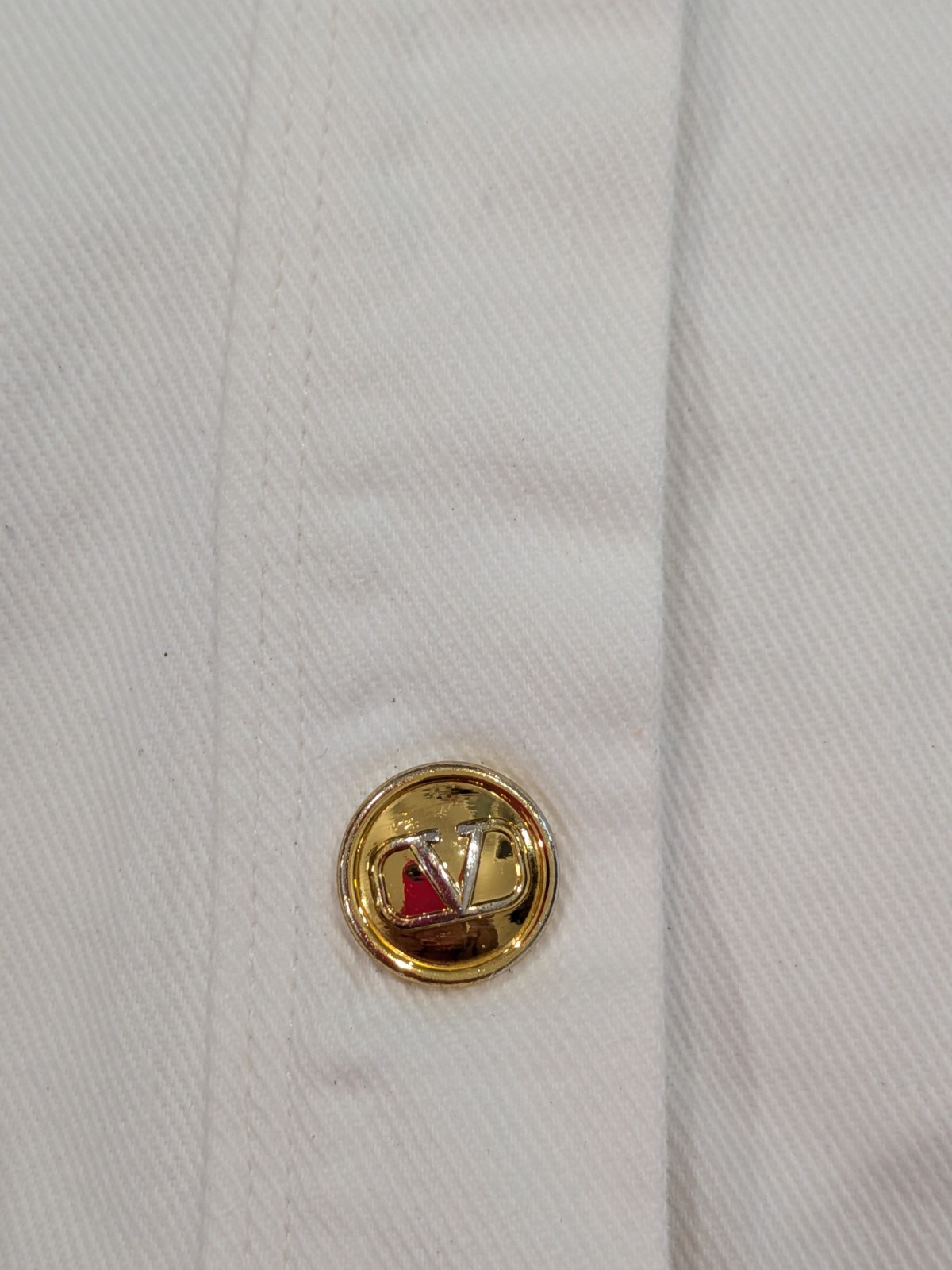 $2950 Valentino Garavani V logo White Denim Dress, Sz S-M VERY GOOD CONDITION
