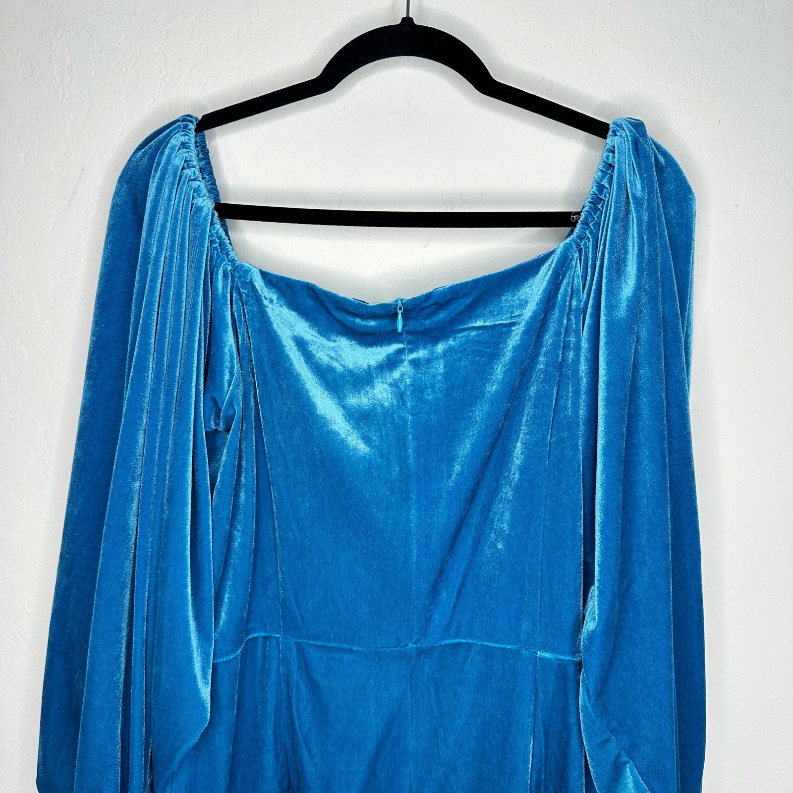 NWT KAI Collective Beebeeta Off Shoulder Turquoise Lace Up Velvet Mini Dress XL