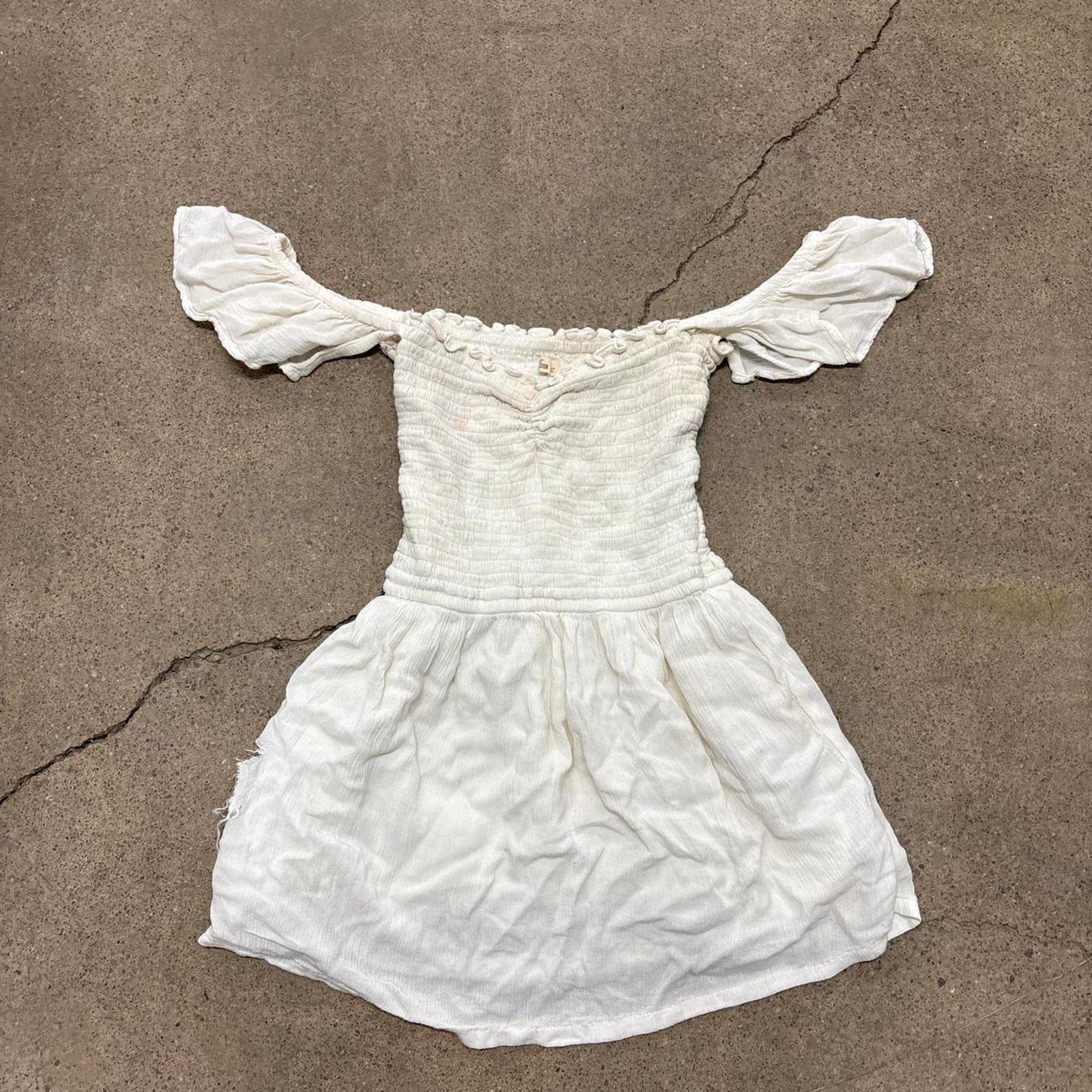 Y2K Hollister a-line surfer girl preppy Beachy white off shoulder 2000s dress S