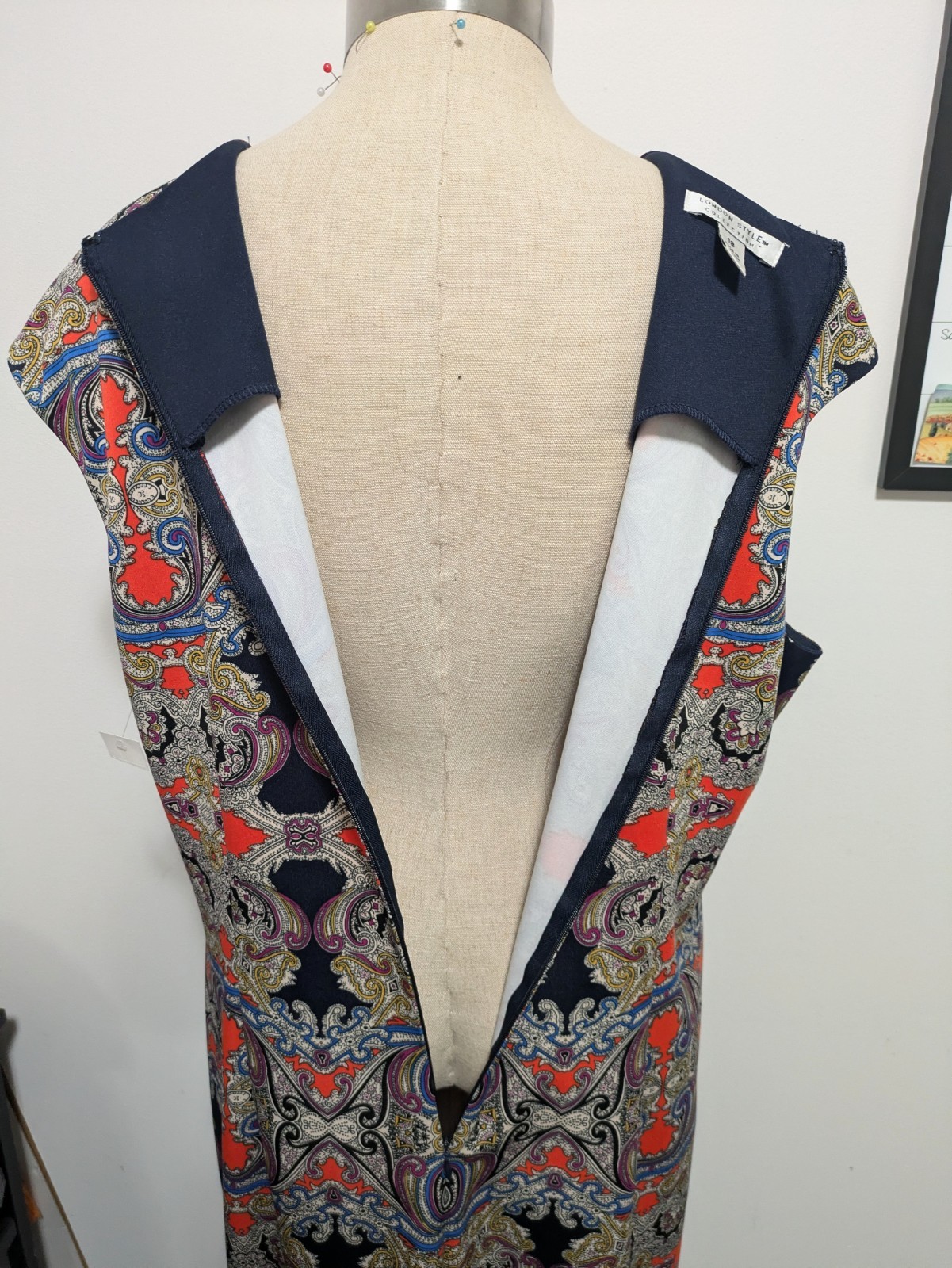 London Style Collection Multicolor Sheath Dress Size 18 Floral Paisley Casual