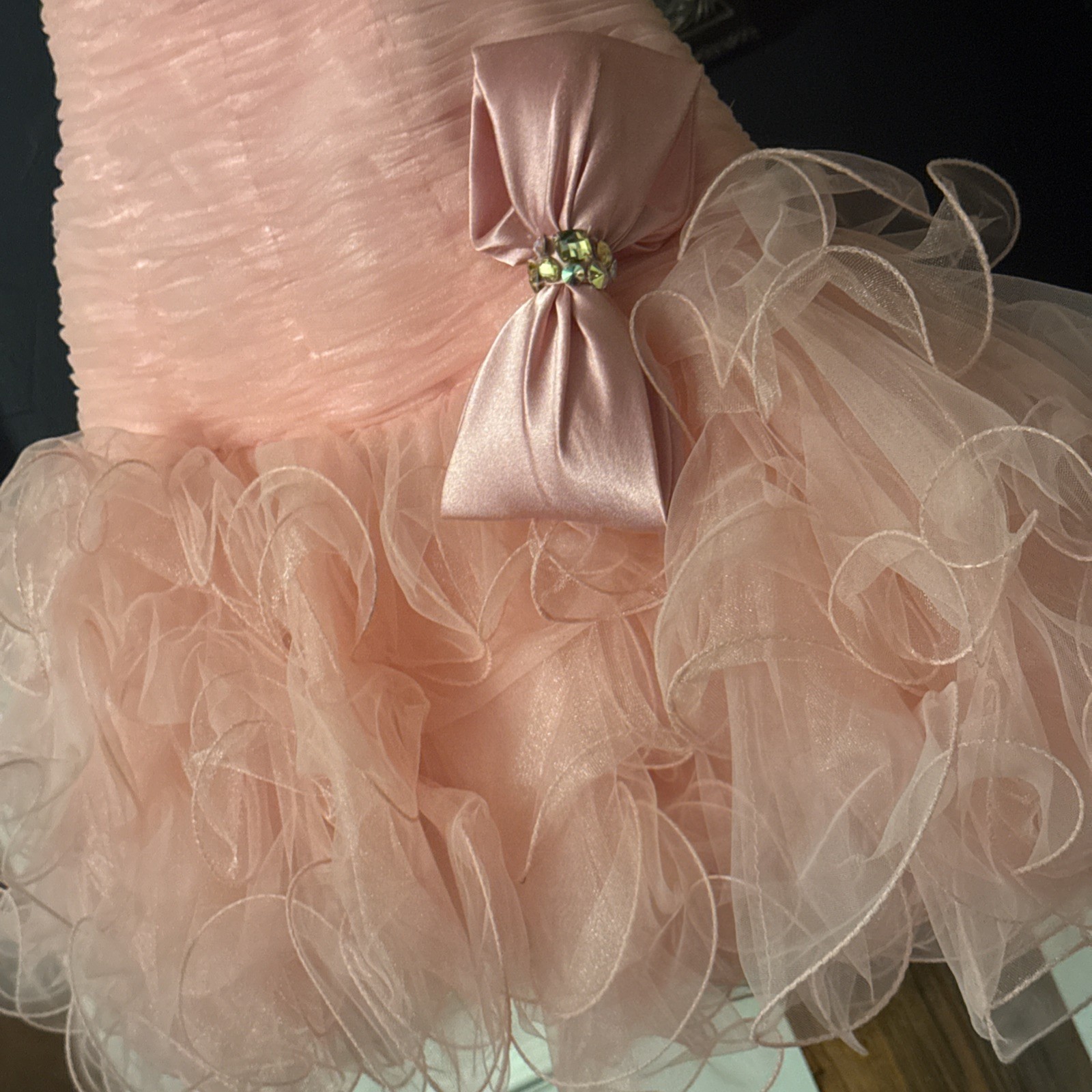 SHERRI HILL Homecoming Prom Formal Bubblegum Pink Ruffle Bow Tutu Dress Size 6
