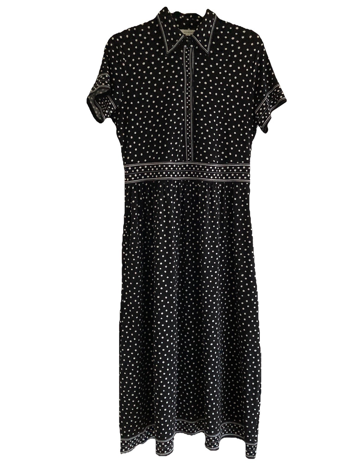 Max Studio Polka For Dress Fit Flare Pockets Size Small Chest 36” Midi