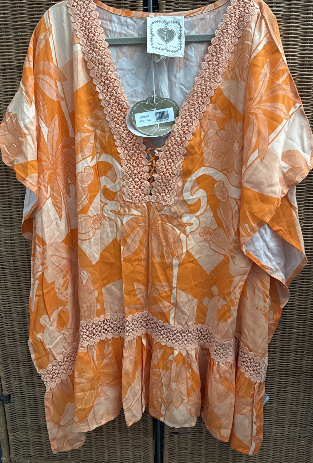 Z & L Multicolor Floral Crochet Mini Dress Small Boho Festival Beach Coachella