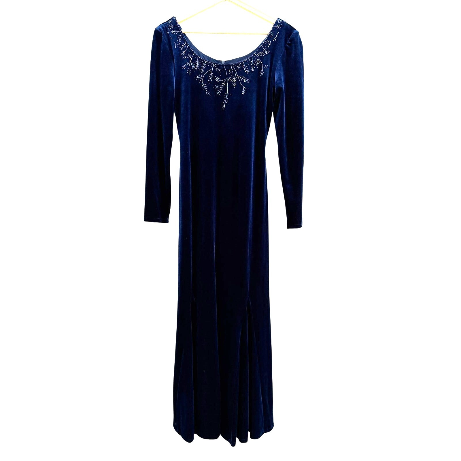 J.R. Nites Caliendo Maxi Dress Gown Womens Sz 10 Blue Formal Gala Embellished