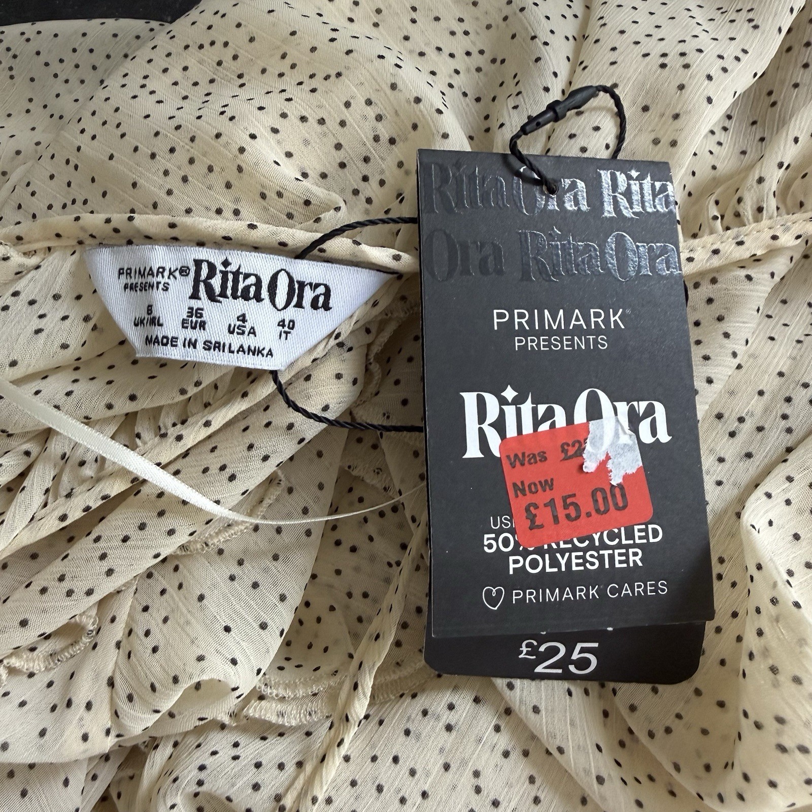Primark Rita Ora Cream Black Sheer Dress Beach Cover-up UK 8 EU 36 BNWT Chain