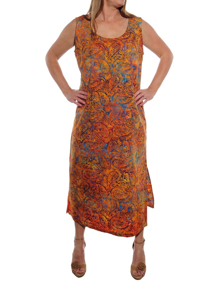 Plus Size We Be Bop Artsy Dramatic PERFECTLY PAISLEY Flat cotton TANK DRESS
