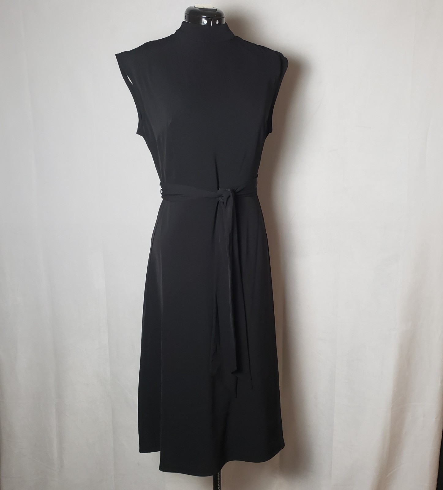 Express Black Mock Neck Midi Fit & Flare Sleeveless Back Zip Closure Small NWT