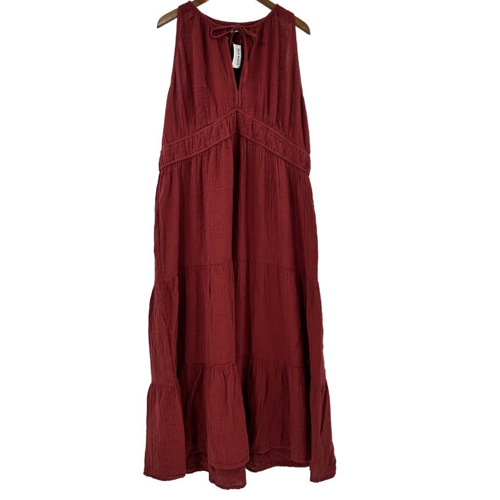 Old Navy Tiered Cottage Maxi Dress Womens XXL Earthy Boho Granola Prairie READ