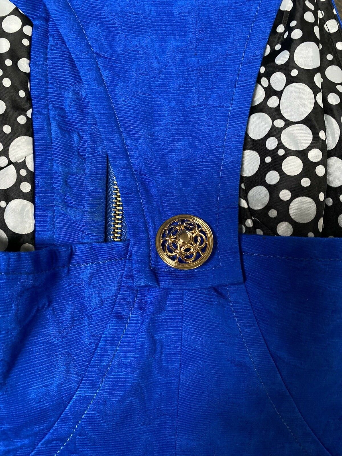 NWT~MUSE Royal Blue Textured Jacquard 100% Cotton Dress~8~Ret $159