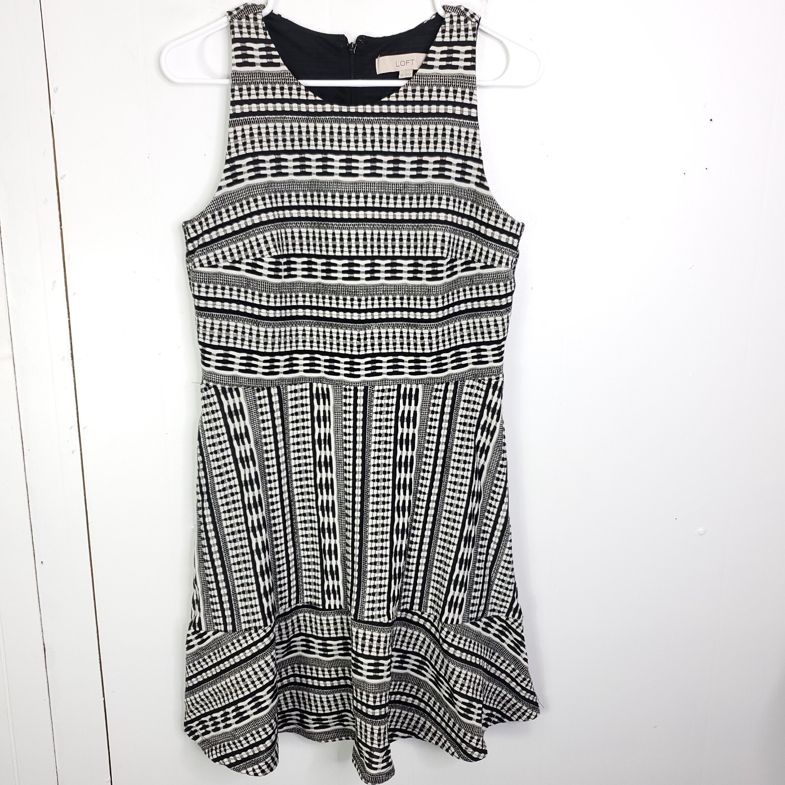 Loft Dress Womens SP Skater Fit Flare Textured High Neck Short Mini Casual