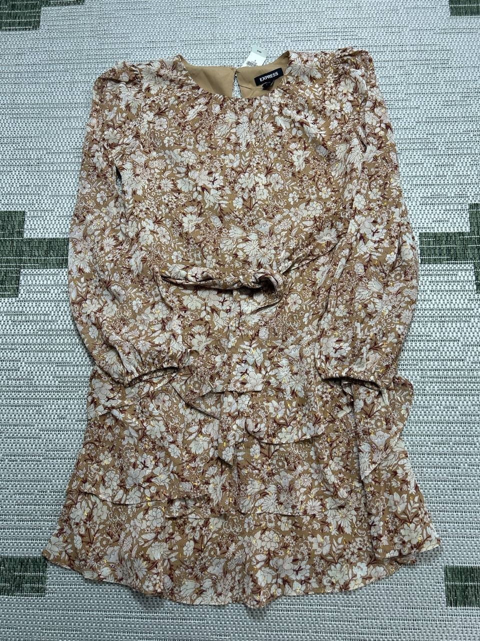 Express Dress Womens Small Brown White Floral Wrap Blouson New