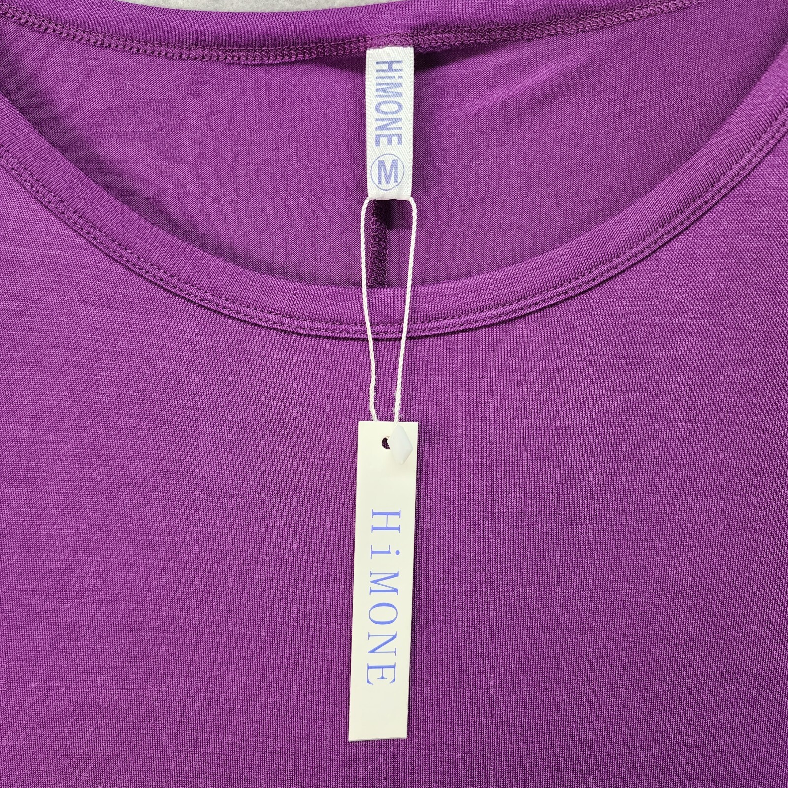 NWT HiMONE Women’s Medium Purple T-Shirt Dress Silky Soft Stretch Pockets Casual
