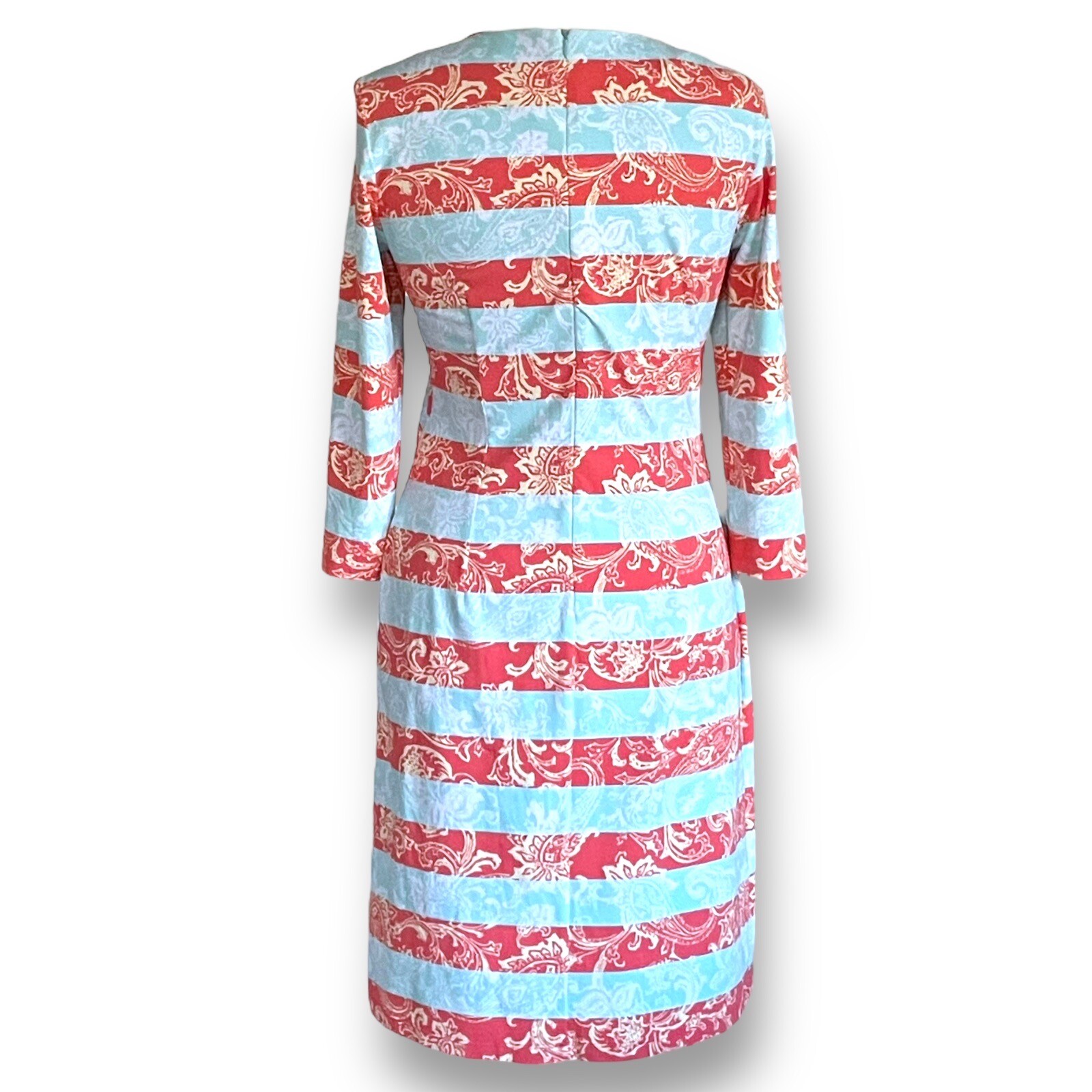 J McLaughlin Womens Dress Sz Small Blue Orange Paisley Stripe Catalina Cloth