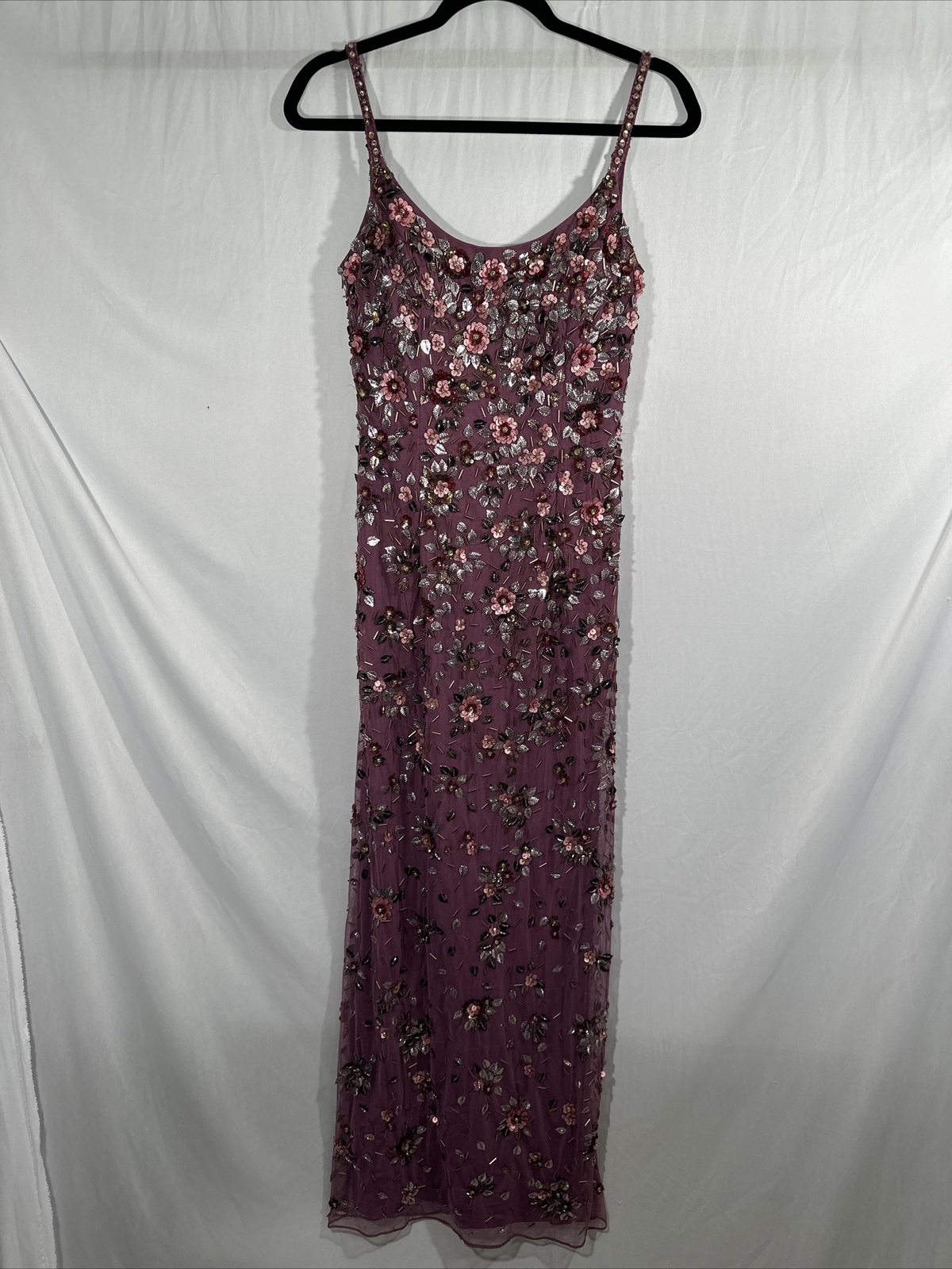 NWT Mac Duggal [ 6 ] 5477 Floral Embellished Scoop Neck Gown in Raspberry G1840