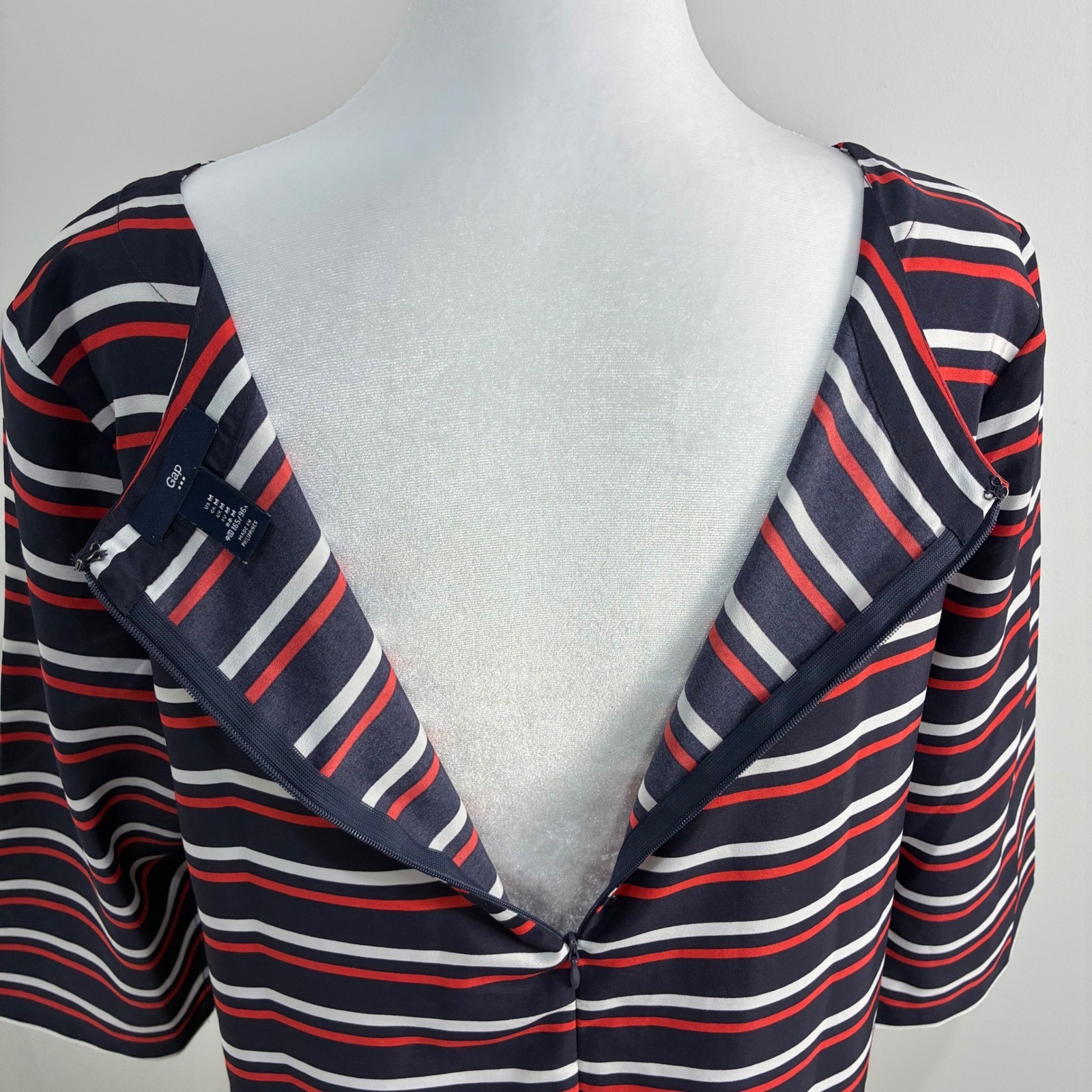 Gap Shift Dress Striped Polyester Navy Red White Nautical Preppy Small