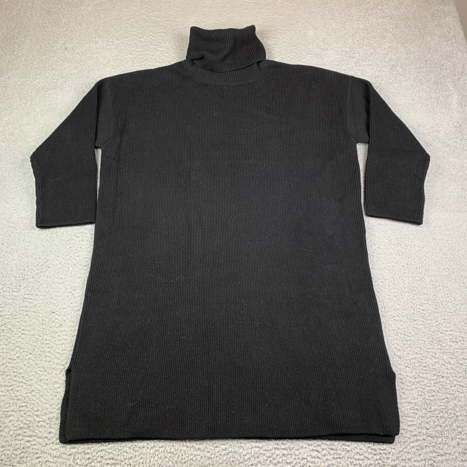 Barbour Sweater Dress Womens Size 8 US Black Ribbed Stitch Turtle Neck Cotton