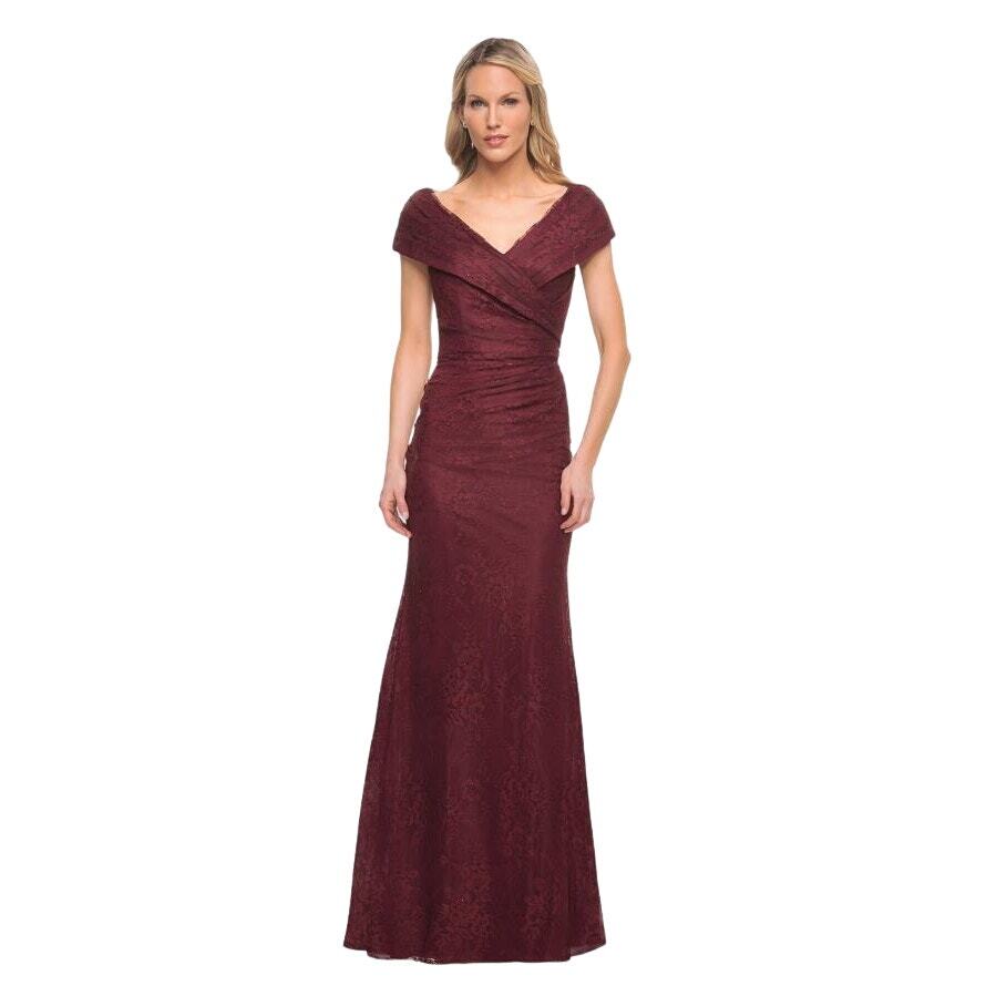La Femme Off The Shoulder Cap Sleeve Evening Dress Gown Women’s Size 14 NWOT