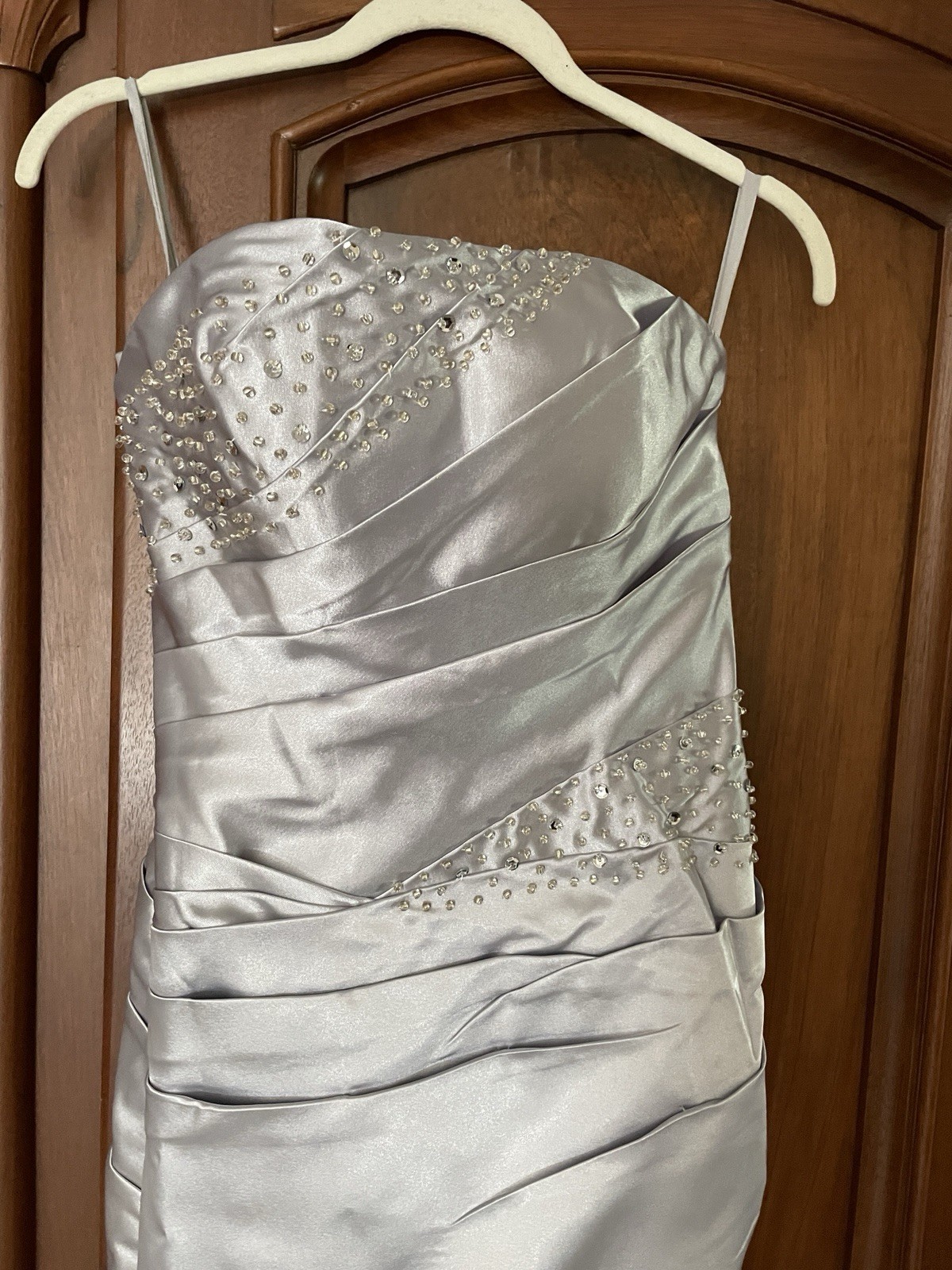 CUSTOM HAND MADE SATIN FORMAL EVENING PROM GOWN DRESS Size 4 – Beaded, Corset