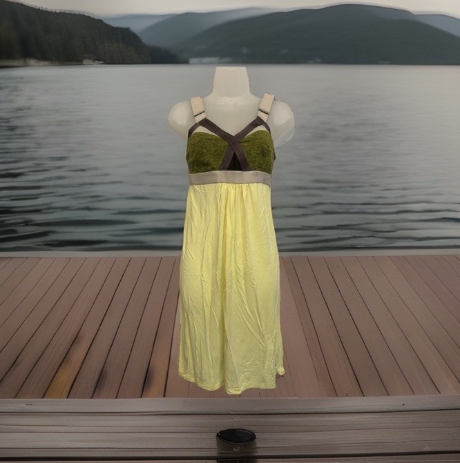 VPL Convexity Breaker Color Block Mini Insertion Slip Dress Yellow Green Size 6