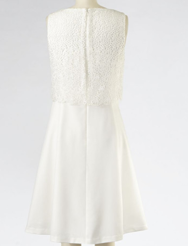 size 6 Crochet Lace Popover Bodice Winter White Dress by Midnight Velvet new