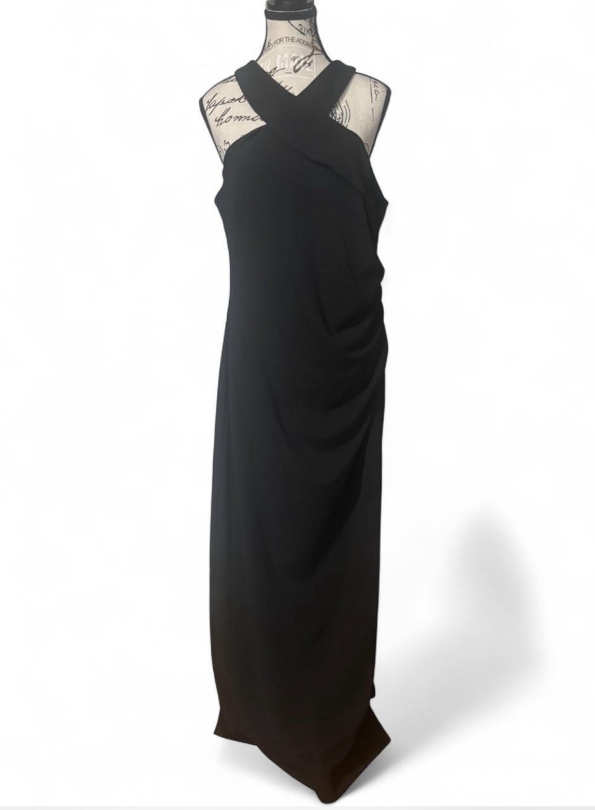 X Evening Black long Halter Top Dress Size 16