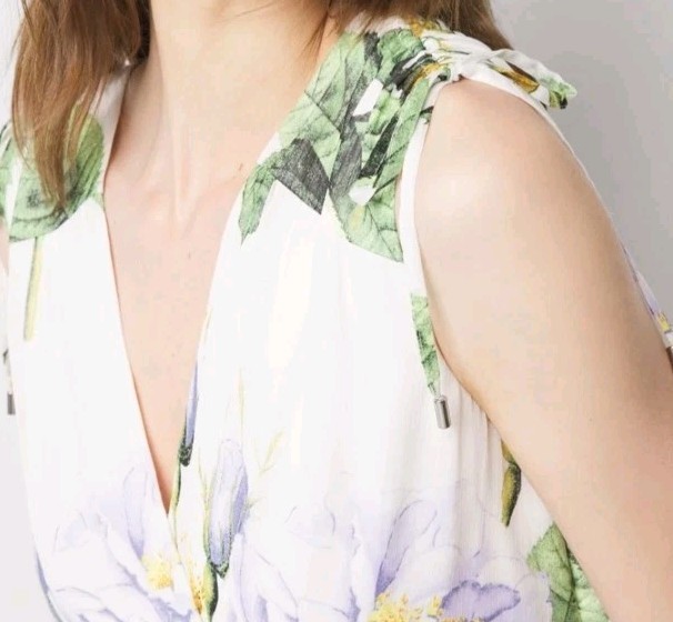White House Black Market Ruched Midi Dress Forever Floral Hem Ecru NWT $170 8
