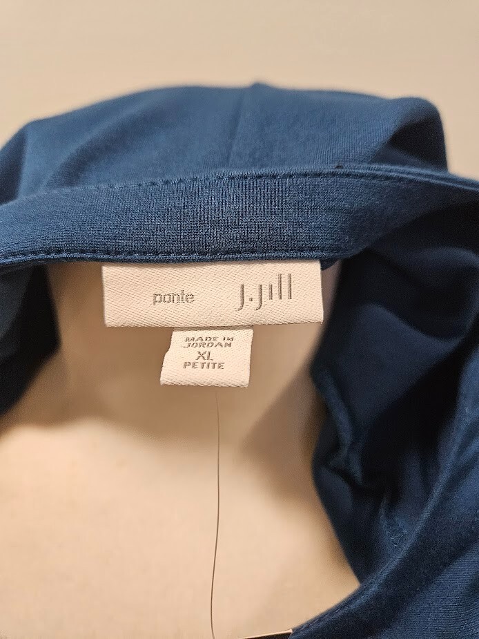 NWT J Jill Versatile Ponte Dark Teal Blue Dress 3/4 Sleeves Side Pockets XLP