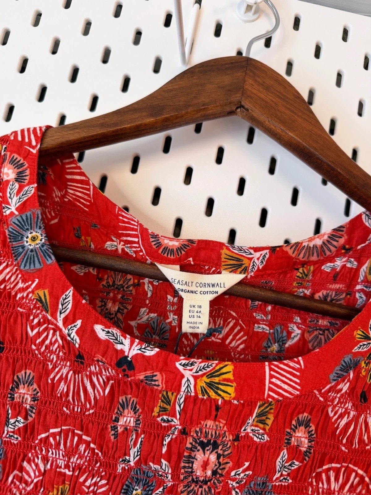 Seasalt Cornwall Sleeveless Meadowsweet Dress Size 18 Midi Cotton Tomato Red