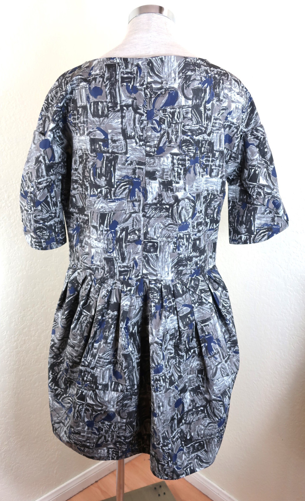 MARNI Grey Puff Sleeves Balloons Polyester Sheath Mini Dress Small Med 40 6 7 8