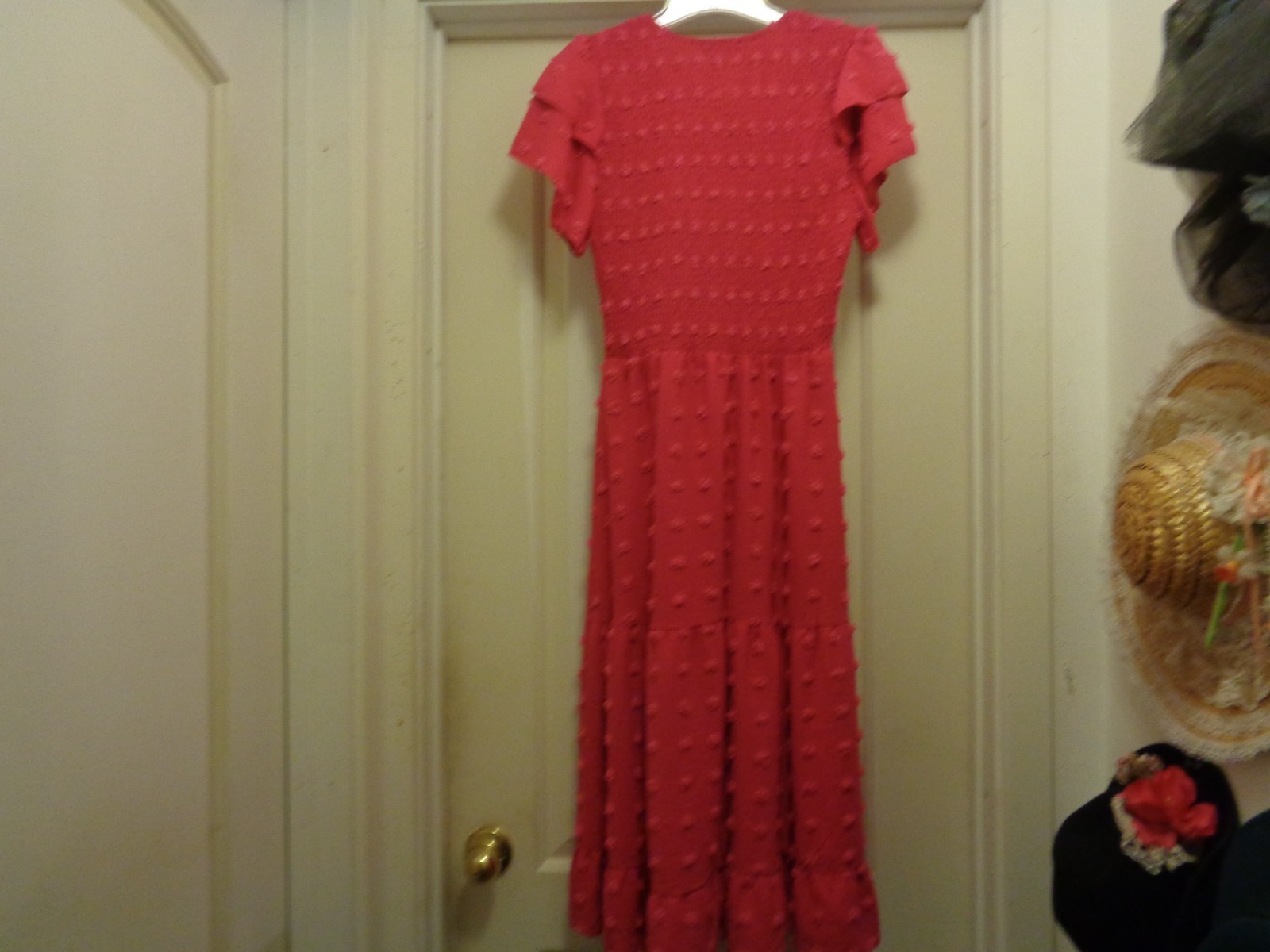 Hot Pink Textures Nubby Romantic Ruffles Midi Dress By Fashion S