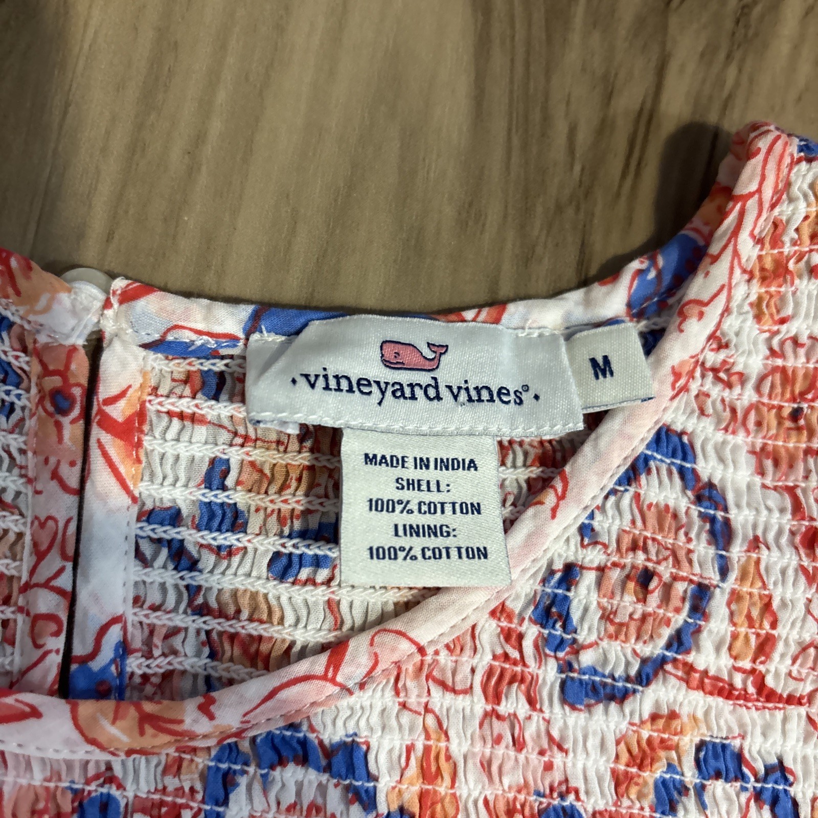 Vineyard Vines Size Medium Floral Print Maxi Dress With Tie Cotton Lined