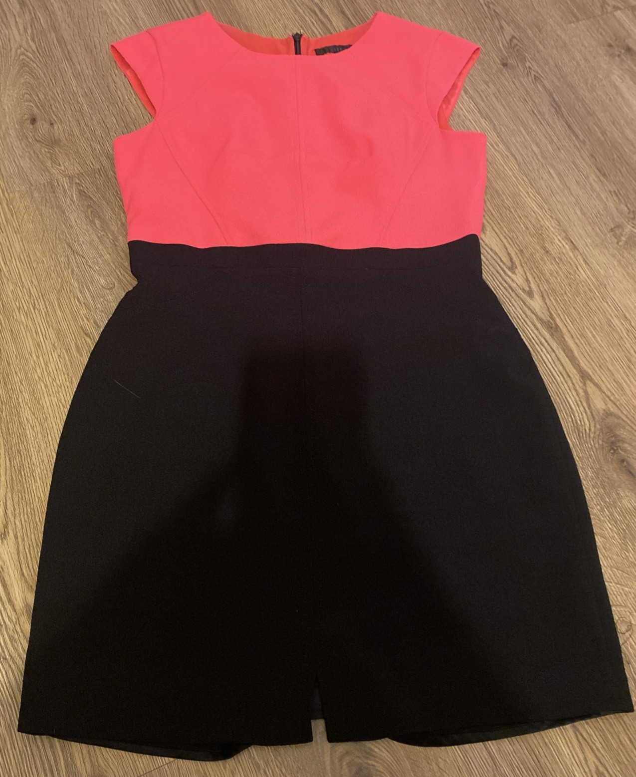 Coast Dress Sz 14 Pink/Black Colour block Cap Sleeve Pencil Dress Lined
