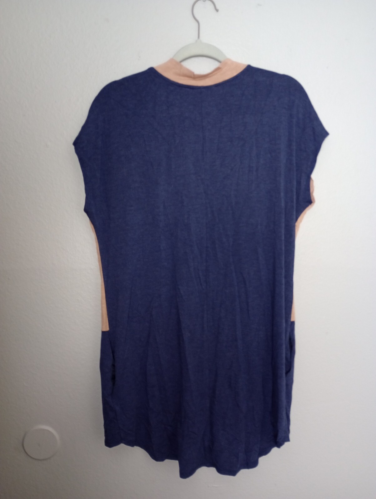 Dolan Left Coast Collection Womens Medium Navy Tan Colorblock Pocket Tunic Dress