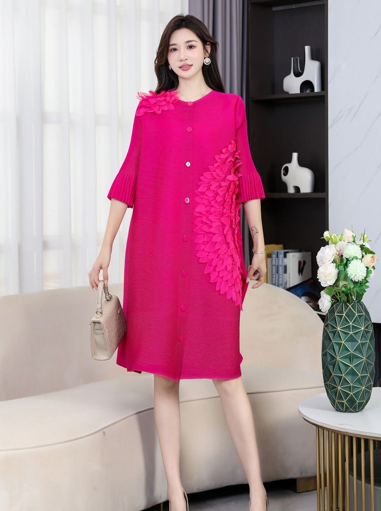24 Wrinkled Three-dimensional Floating Flower Dress Western-style Cardigan Skirt