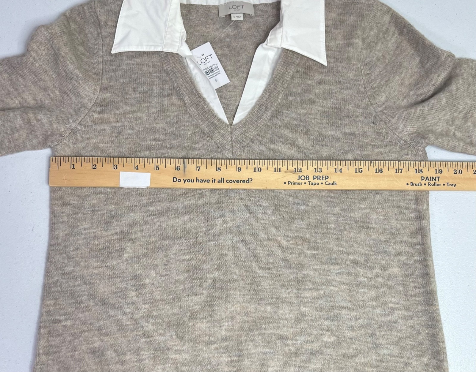 LOFT Outlet Sweater Dress Heather Beige White Collar And Cuffs Womens Size Small