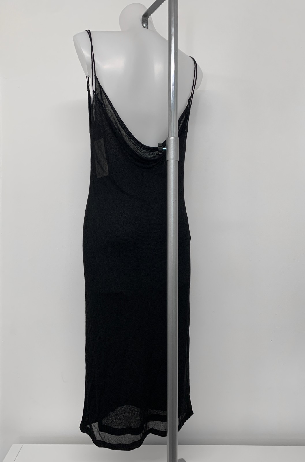 VINTAGE GUCCI TOM FORD 1997 Runway Black Sheer Cowl Neck Dress IT42