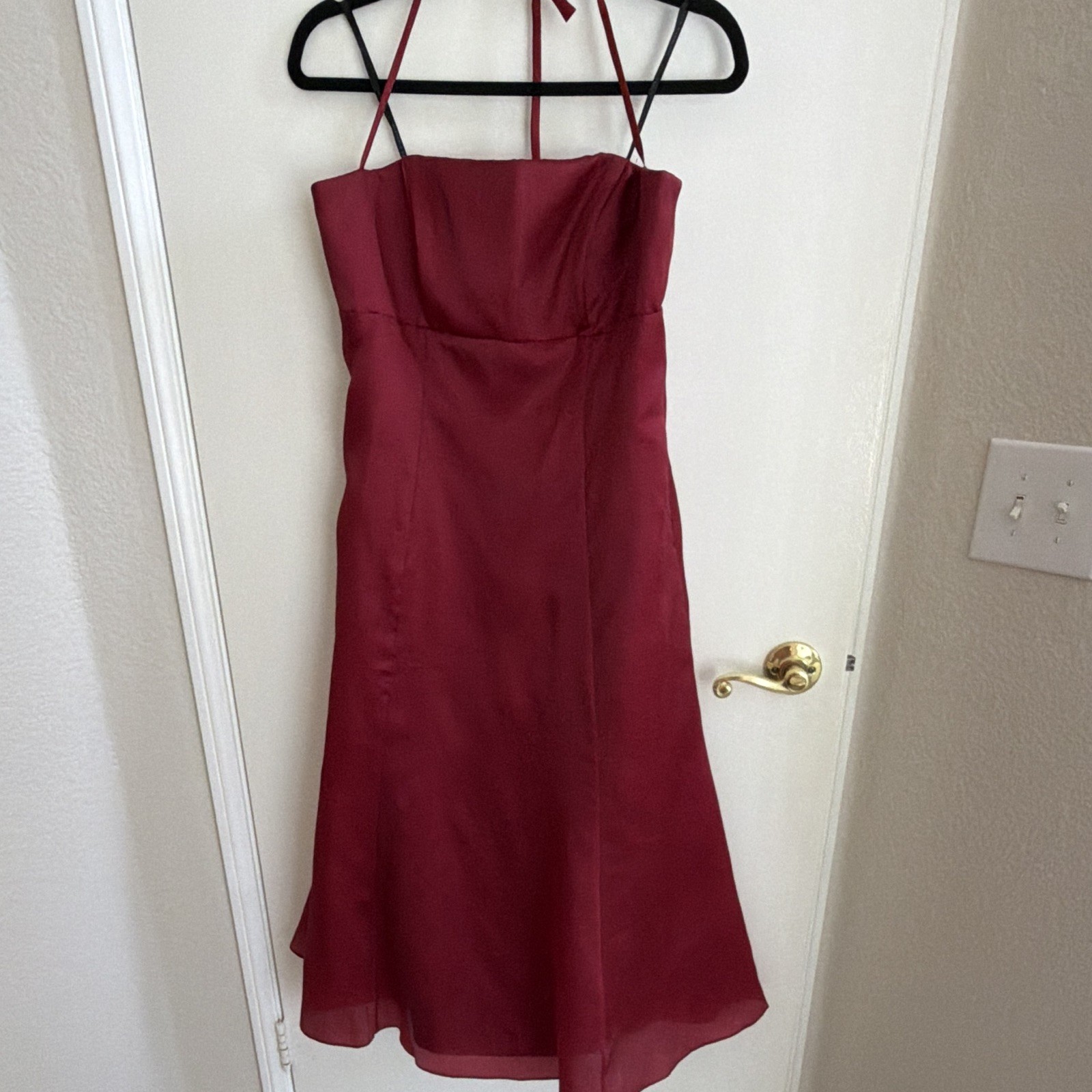 Watters & Watters Burgundy Organza Sweetheart A-Line Strappy Lined Zip 10