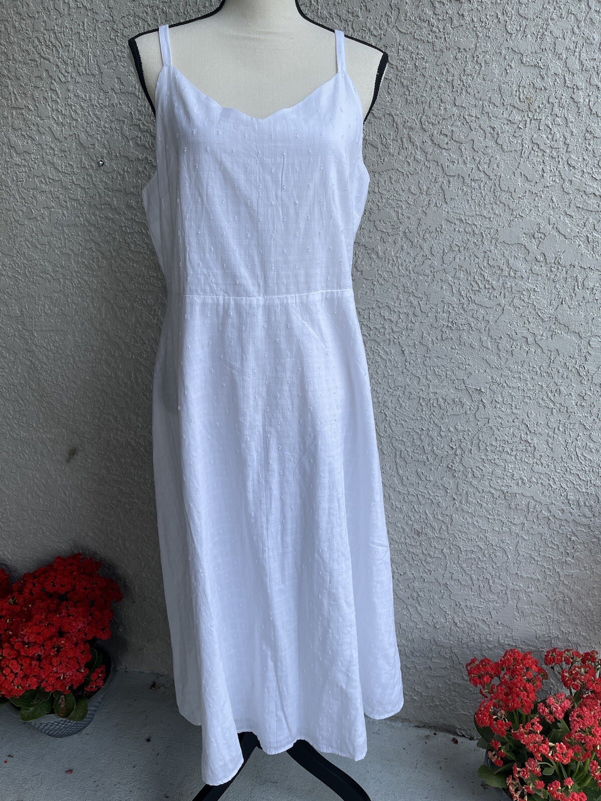 GAP Women’s A- Line White Adjustable Straps Cotton Dress Lined Sz L #1608 NWT