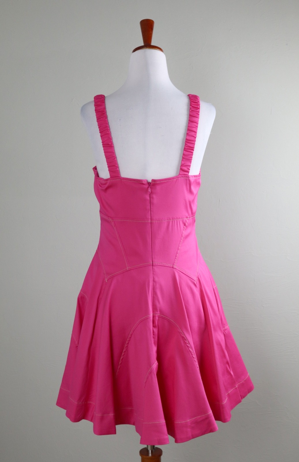 ANTHROPOLOGIE NWT $158 Solid Pink Plunge Drop Waist A-Line Mini Dress Size Small