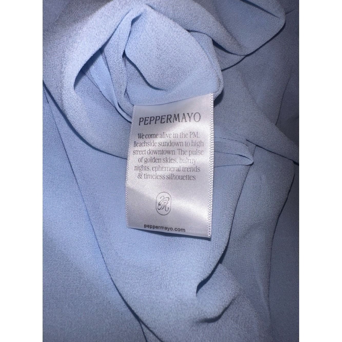 Peppermayo Size Medium Strapless Light Blue Maxi Dress with Side Thigh Slit