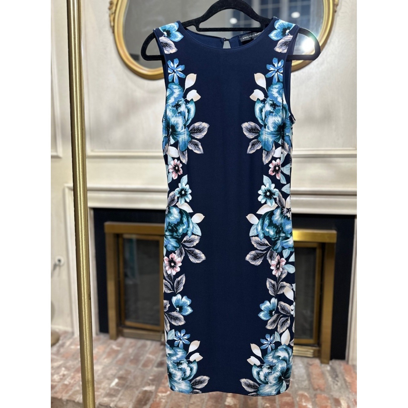 White House Black Market Dress XSP Petite Floral Knit Coquette Coastal