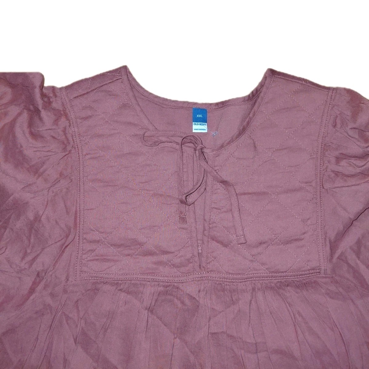 New Old Navy Size XXL Puff-Sleeve Quilted Mini Swing Dress Rust
