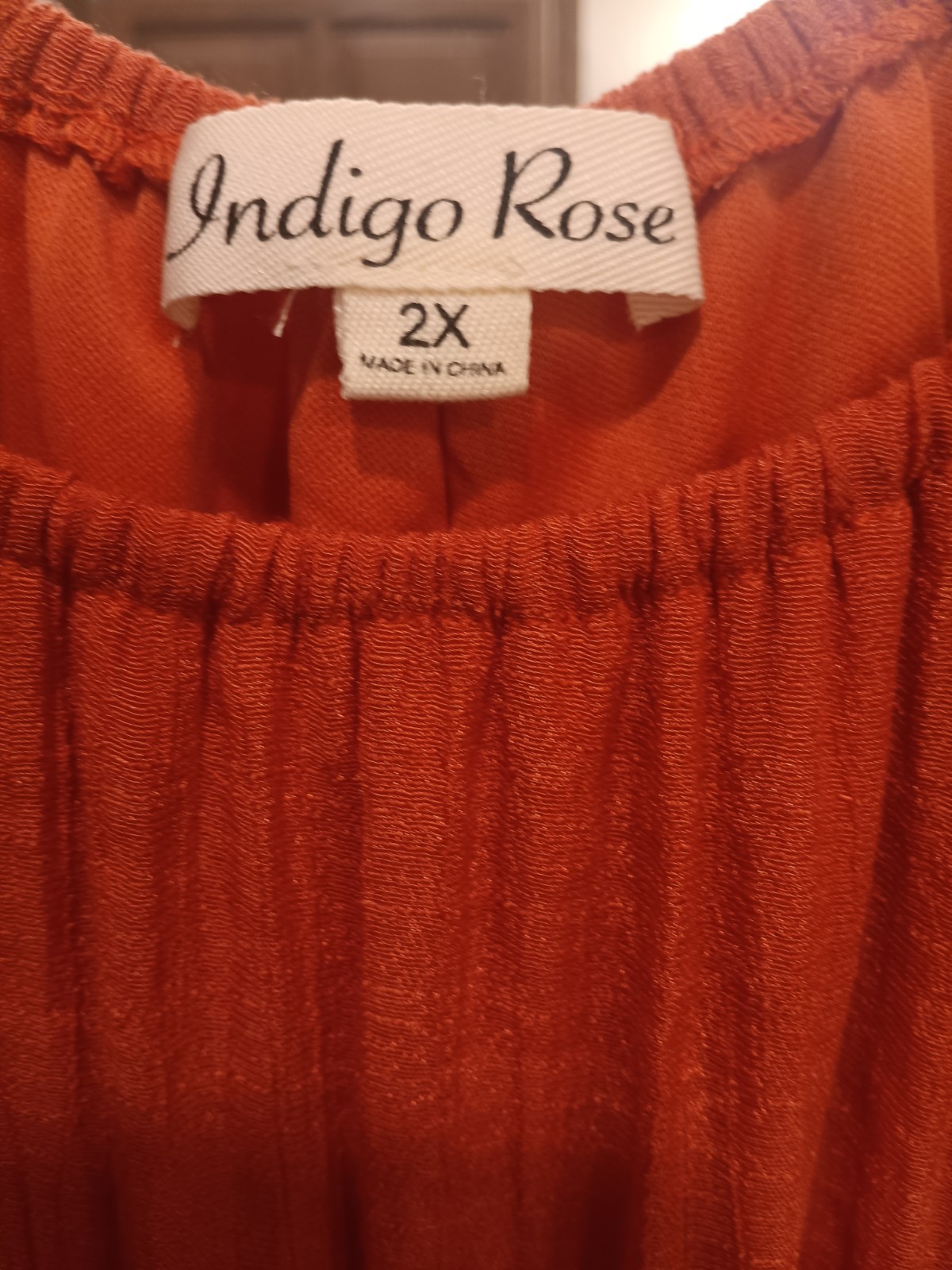Indigo Rose Orange Solid Wrap Dress Scoop Neck 3/4 Ruffle Sleeve Knee Plus 2X