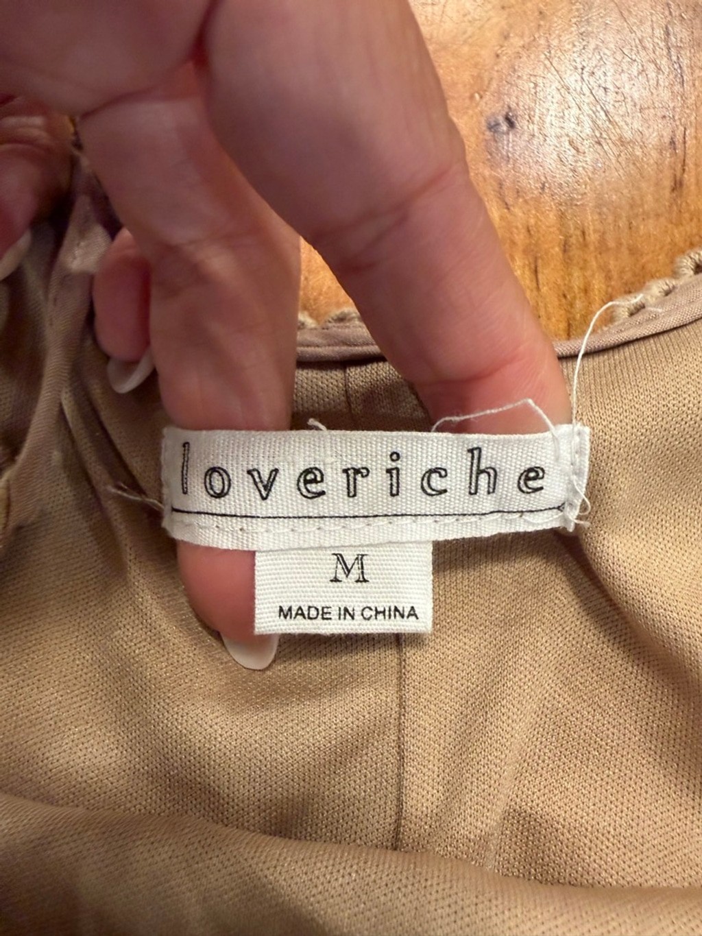 Loveriche NWT Lace Cold Shoulder Mini Dress Taupe Boho Bell Sleeve Medium Brand