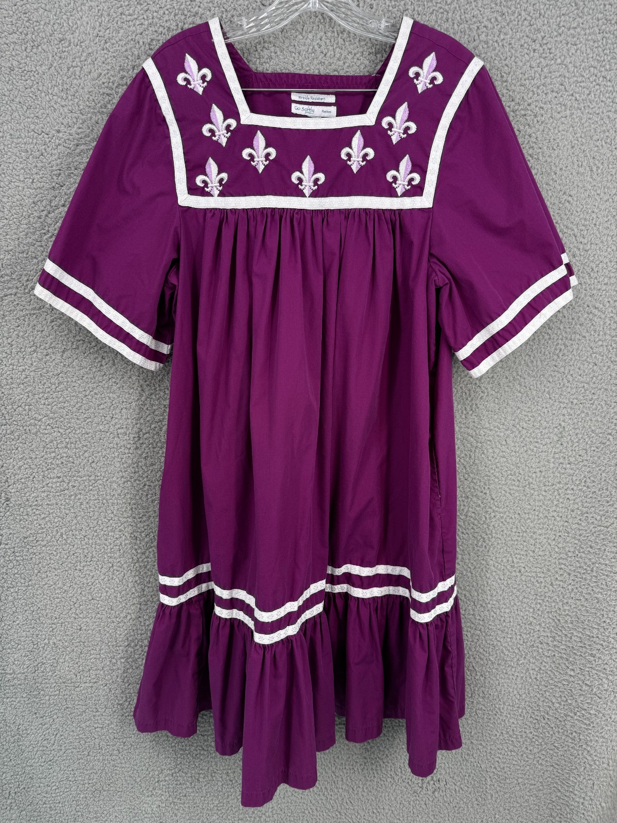 Go Softly Patio House Dress Fleur Delisle Muumuu Embroidered Wrinkle Resistant L