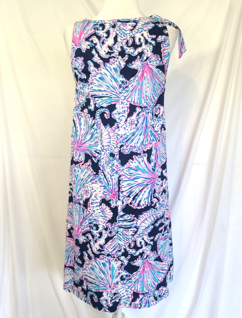 New Lilly Pulitzer Deep Sea Navy Shells Luella Shift Dress Small Pima Cotton