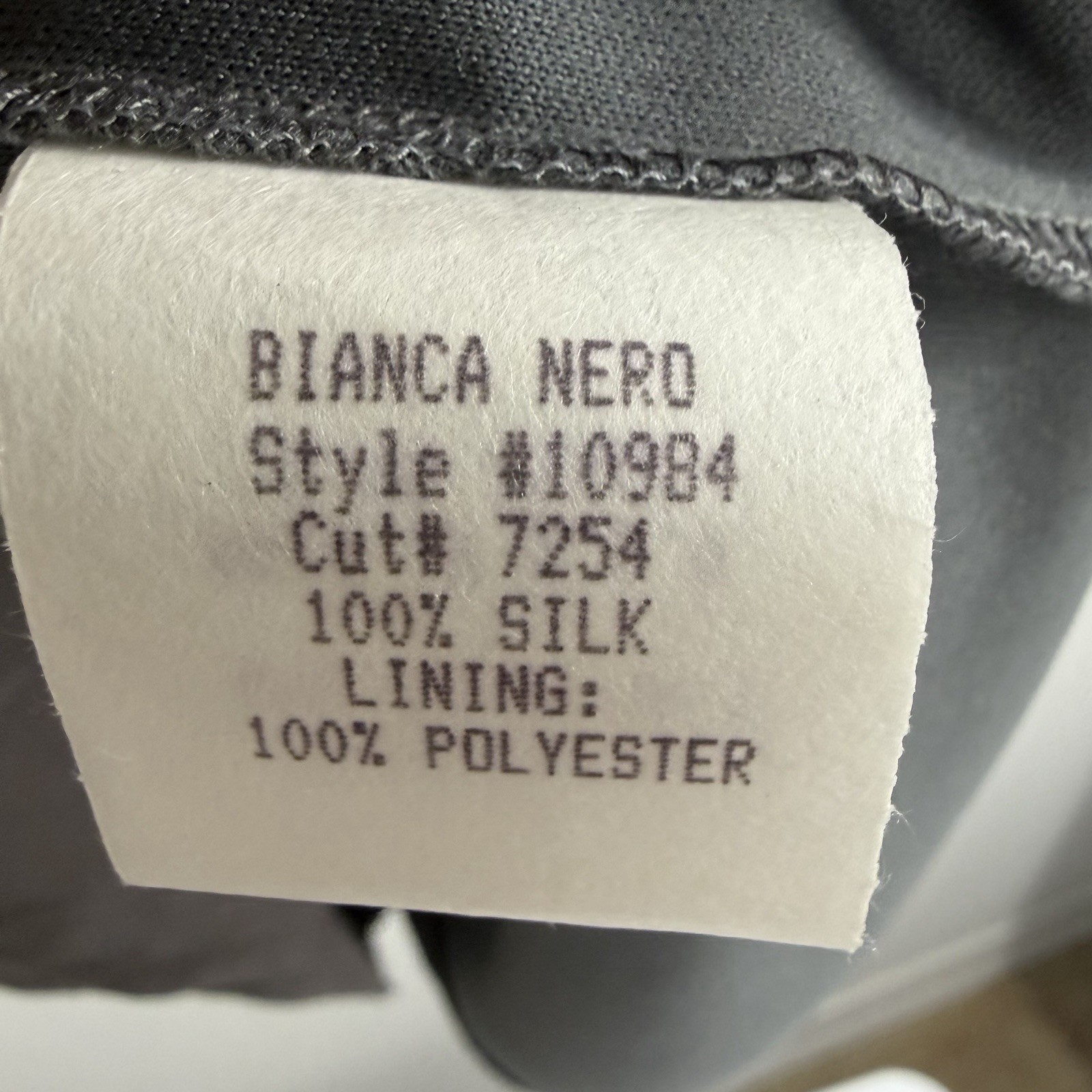Bianca Nero Silk Shift Dress Gray Beaded Neck Sleeveless Sheer Overlay Size S