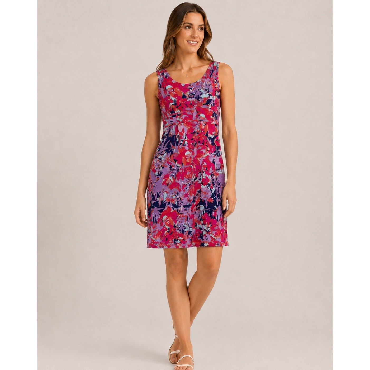 Title Nine Athletic Dress Medium Pink Abstract Floral Racerback Shelf Bra Pocket